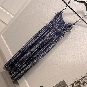 Urban outfitters UO navy blue and olive green print romper Capri wide leg M☀️